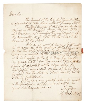 Lot 48 - THREE LETTERS FOR THE STATE FUNERAL OF LORD NELSON
