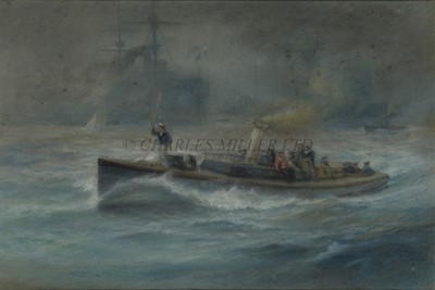 Lot 276 - GEORGE COCHRANE KERR (BRITISH, 1825-1907) - Royal Navy steam launch in mist