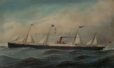 Lot 120 - ANTONIO NICOLO GASPARO JACOBSEN (DANISH/AMERICAN, 1850-1921) - The Atlantic Transport Company Ltd. S.S. 'Massachusetts'