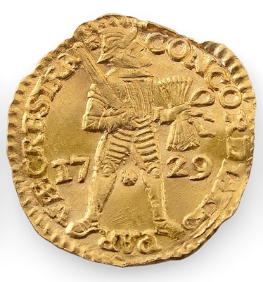 Lot 46 - A GOLD DUCAT RECOVERED FROM THE VLIEGENTHART WRECKED OFF THE DUTCH SCHELDT 1735