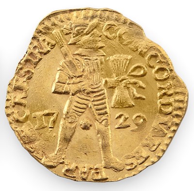 Lot 47 - A GOLD DUCAT RECOVERED FROM THE VLIEGENTHART WRECKED OFF THE DUTCH SCHELDT 1735