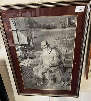 Lot 151 - A FINE COMMEMORATIVE SILK PORTRAIT OF JOSEPH-MARIE JACQUARD WOVEN ON ONE OF HIS EPONYMOUS LOOMS, CIRCA 1847
