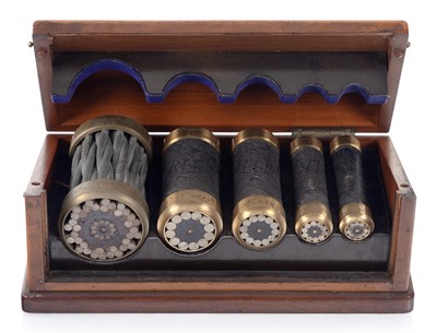 Lot 98 - AN ATTRACTIVELY CASED PRESENTATION SET OF CABLE SAMPLES BY SIEMENS BROTHERS, LONDON, CIRCA 1880