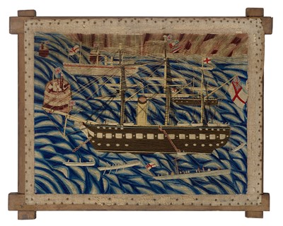 Lot 265 - A SAILOR'S WOOLWORK PICTURE, CIRCA 1870