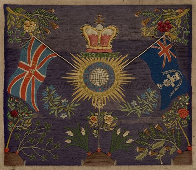 Lot 268 - A ROYAL MARINE CORPS PATRIOTIC WOOLWORK FROM GIBRALTAR, CIRCA 1890