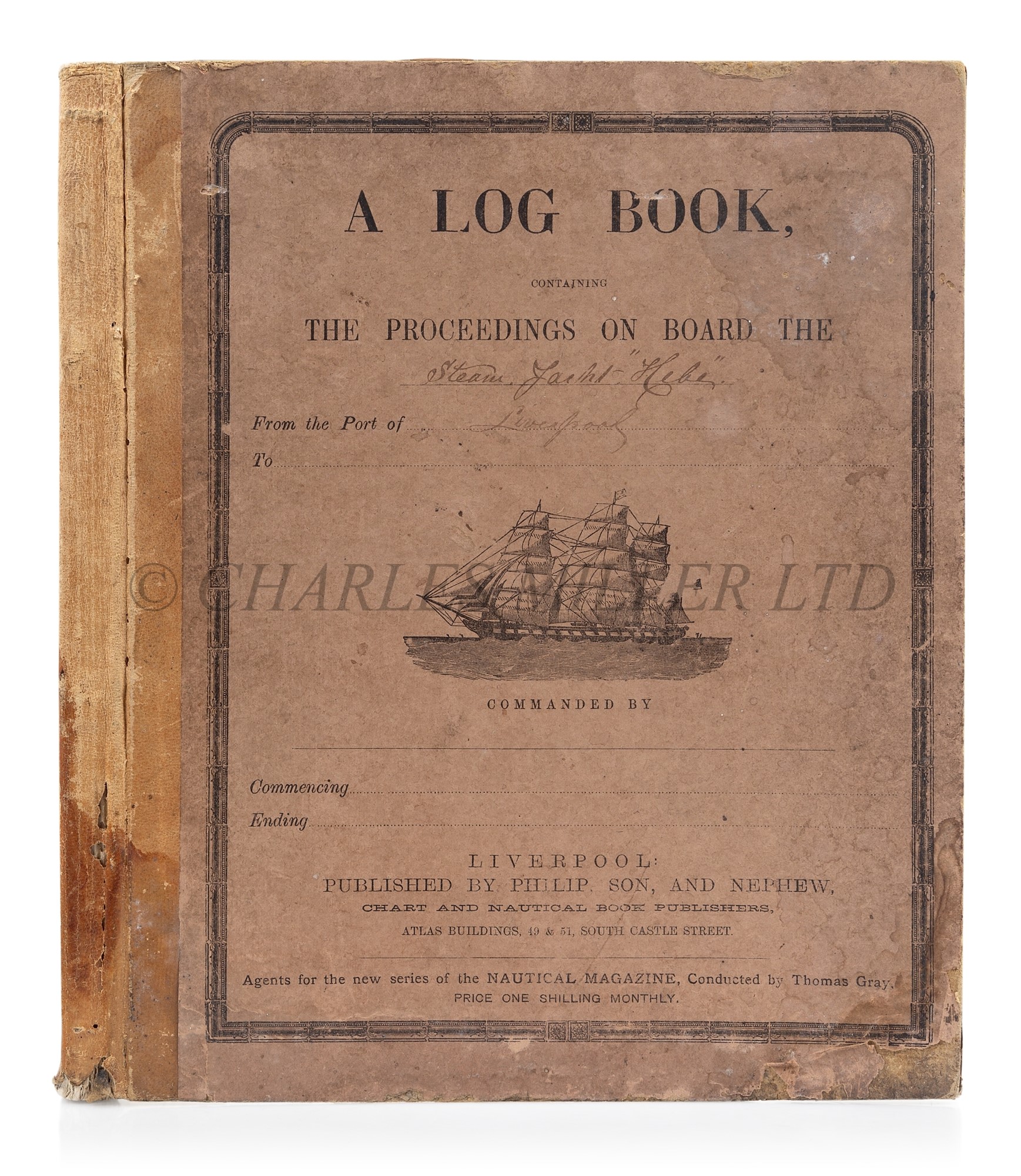 Lot 86 LOG BOOK FOR THE STEAM YACHT HEBE, 18751876