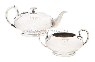 Lot 102 - A TEAPOT AND SUGAR BOWL FROM THE S.S. 'WATERWITCH' (1845), CIRCA 1853