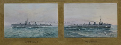 Lot 279 - VINCENZO D'ESPOSITO (ITALIAN, 1886-1946) - H.M. Ships 'Goodhope', 'Inflexible' and 'Cornwall'; 'Sandfly' and 'Laertes'; 'Nicator' and 'Viscount'