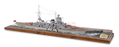 Lot 330 - A DETAILED 1:200 SCALE WATERLINE SHIP MODEL OF THE GERMAN POCKET BATTLESHIP 'SCHARNHORST' DEPICTED IN BALTIC LIVERY [1940]