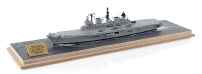 Lot 342 - A WELL-PRESENTED AND DETAILED 1:1384 SCALE WATERLINE SHIP MODEL OF THE AIRCRAFT CARRIER H.M.S. 'ILLUSTRIOUS' [1978]