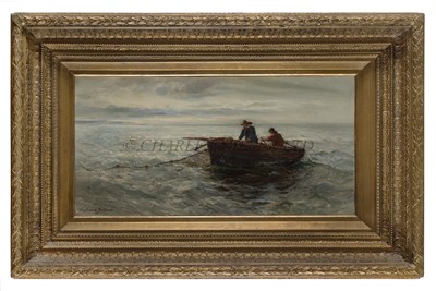 Lot 6 - GUSTAVE DE BREANSKI (BRITISH, C. 1856-1898) - Fishermen hauling in their nets