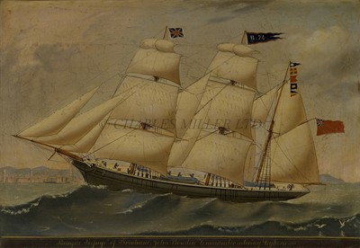 Lot 29 - ATTRIBUTED TO LUIGI RENAULT (ITALIAN, 19TH CENTURY) - Barque 'Refuge' of Brixham, John Bowden Commander Entering Leghorn 1861