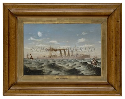 Lot 275 - J.A. KEW (BRITISH, 19TH-20TH CENTURY) - H.M.S. 'Devonshire'