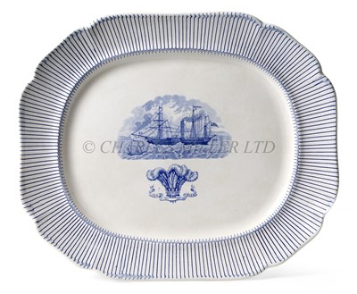 Lot 119 - A STONEWARE MEAT PLATTER FOR AN UNIDENTIFIED EARLY STEAMSHIP COMPANY, CIRCA 1835