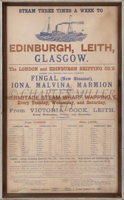 Lot 103 - A RARE LONDON & EDINBURGH SHIPPING CO. TIMETABLE, 1896