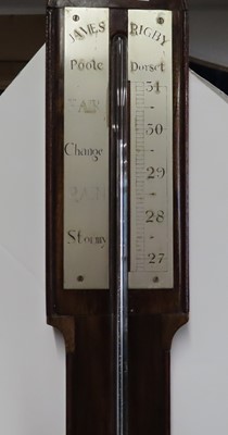 Lot 354 - A DOMESTIC WEST COUNTRY STICK BAROMETER SIGNED BY JAMES RIGBY OF POOLE, DORSET