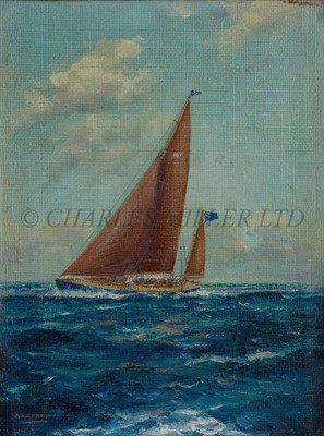 Lot 76 - δ FRANK HENRY MASON - A study of the yacht 'Bloodhound' racing