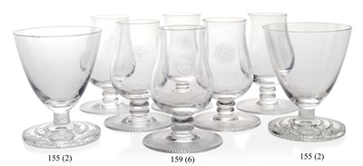 Lot 159 - A SET OF SIX LIQUEUR GLASSES BY DAUM FOR FIRST CLASS LOUNGE ABOARD THE S.S. 'NORMANDIE', CIRCA 1935