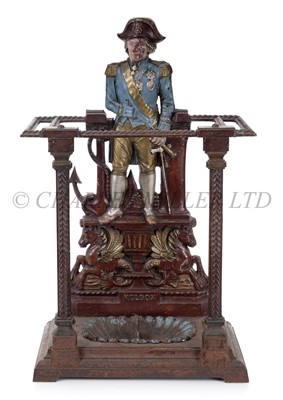 Lot 228 - A CAST IRON NELSON STICK STAND, CIRCA 1890