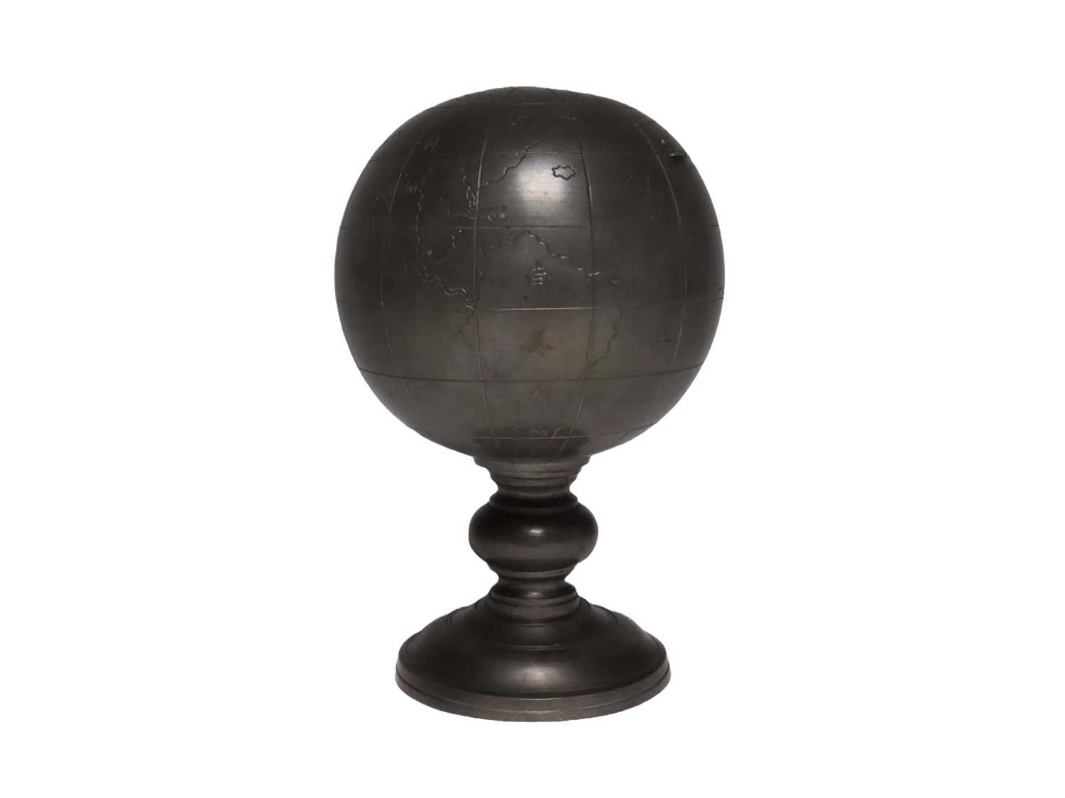 Lot 1 - A CHINESE PEWTER TOBACCO JAR MODELLED AS A GLOBE, CIRCA 1930