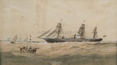 Lot 112 - RICHMOND W. MARKES (BRITISH, ACT. 1890-1920) - An Inman liner off the Old Head of Kinsale bound for America, circa 1880