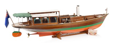 Lot 79 - A FINE SCRATCH-BUILT LIVE STEAM 1:8 SCALE RADIO CONTROLLED MODEL OF THE WINDERMERE STEAM LAUNCH BRANKSOME [1896]