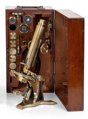 Lot 366 - A COMPOUND MONOCULAR MICROSCOPE BY H & W CROUCH, LONDON, CIRCA 1880