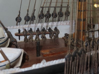 Lot 247 - A GOOD 19TH CENTURY CARPENTER'S MODEL FOR THE ILL-FATED CADET SHIP H.M.S. 'EURYDICE' [1842] LOST OFF THE ISLE OF WIGHT, 1878