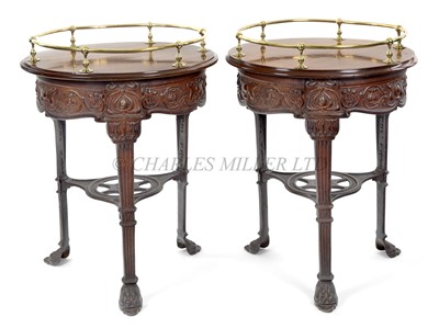 Lot 92 - A PAIR OF ART NOUVEAU IRON AND WOOD TABLES POSSIBLY FOR A STEAM YACHT, CIRCA 1905