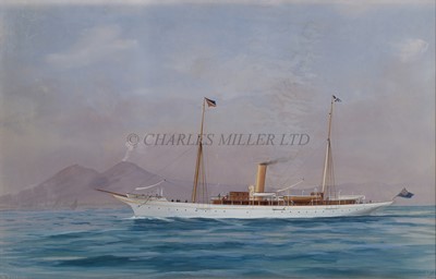 Lot 87 - ANTONIO DE SIMONE (ITALIAN, FL.1860-1900) - The twin-screw steam yacht 'Zoraide' lying in the Bay of Naples