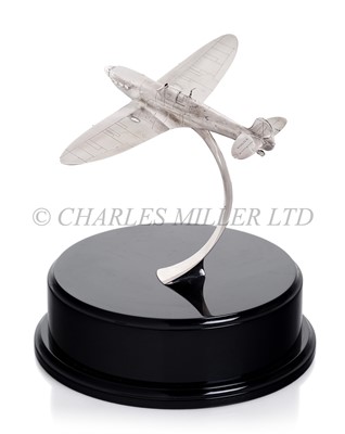 Lot 311 - A MODERN SILVER MODEL OF A SPITFIRE IN FLIGHT, LONDON, 2009