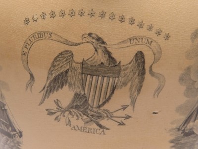 Lot 71 - A SUNDERLAND WARE TRANSFER PRINT JUG COMMEMORATING COMMODORE PERRY'S VICTORIES, CIRCA 1820
