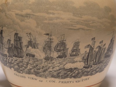 Lot 71 - A SUNDERLAND WARE TRANSFER PRINT JUG COMMEMORATING COMMODORE PERRY'S VICTORIES, CIRCA 1820