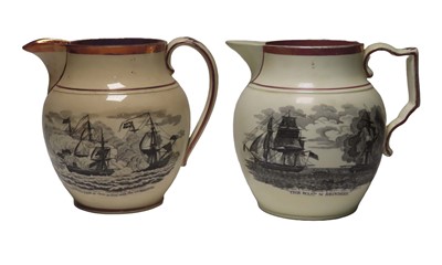 Lot 72 - TWO SUNDERLAND TRANSFER PRINT JUGS FOR THE AMERICAN WAR OF 1812