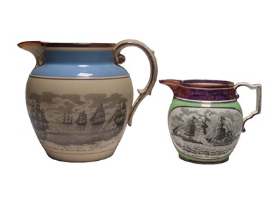 Lot 73 - TWO SUNDERLAND TRANSFER PRINTED JUGS FOR THE AMERICAN WAR OF 1812