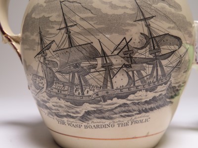 Lot 73 - TWO SUNDERLAND TRANSFER PRINTED JUGS FOR THE AMERICAN WAR OF 1812