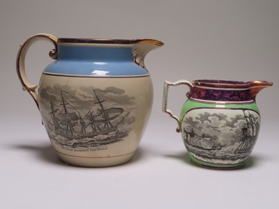 Lot 73 - TWO SUNDERLAND TRANSFER PRINTED JUGS FOR THE AMERICAN WAR OF 1812