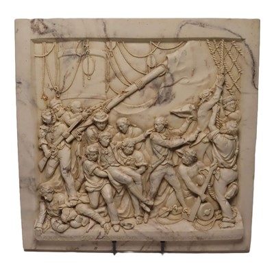 Lot 78 - A MODERN MOULDED MARBLE PLAQUE OF THE DEATH OF NELSON, LATE 20TH CENTURY