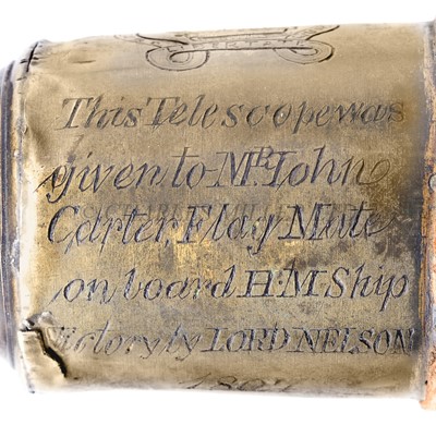 Lot 152 - A PRESENTATION MARINE TELESCOPE FROM LORD NELSON, CIRCA 1804