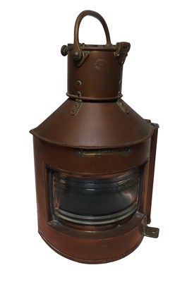 Lot 132 - A COPPER AND BRASS STARBOARD BOW LAMP BY ANDERSON & GYDE LTD, BIRMINGHAM, 1944