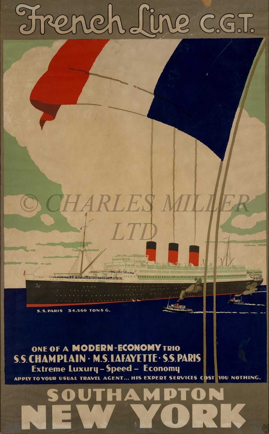 Lot 64 - A FRENCH LINE TRAVEL POSTER, 1921