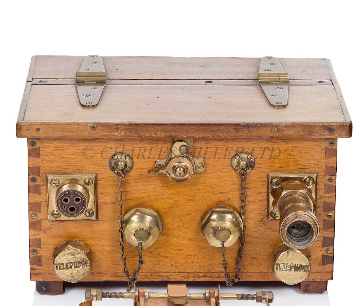 Lot 218 - A WOOD AND BRASS DIVER'S TELEPHONE BOX BY SIEBE GORMAN & CO. LTD, CIRCA 1920