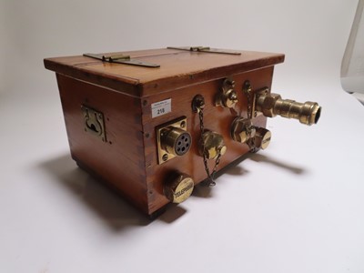Lot 218 - A WOOD AND BRASS DIVER'S TELEPHONE BOX BY SIEBE GORMAN & CO. LTD, CIRCA 1920