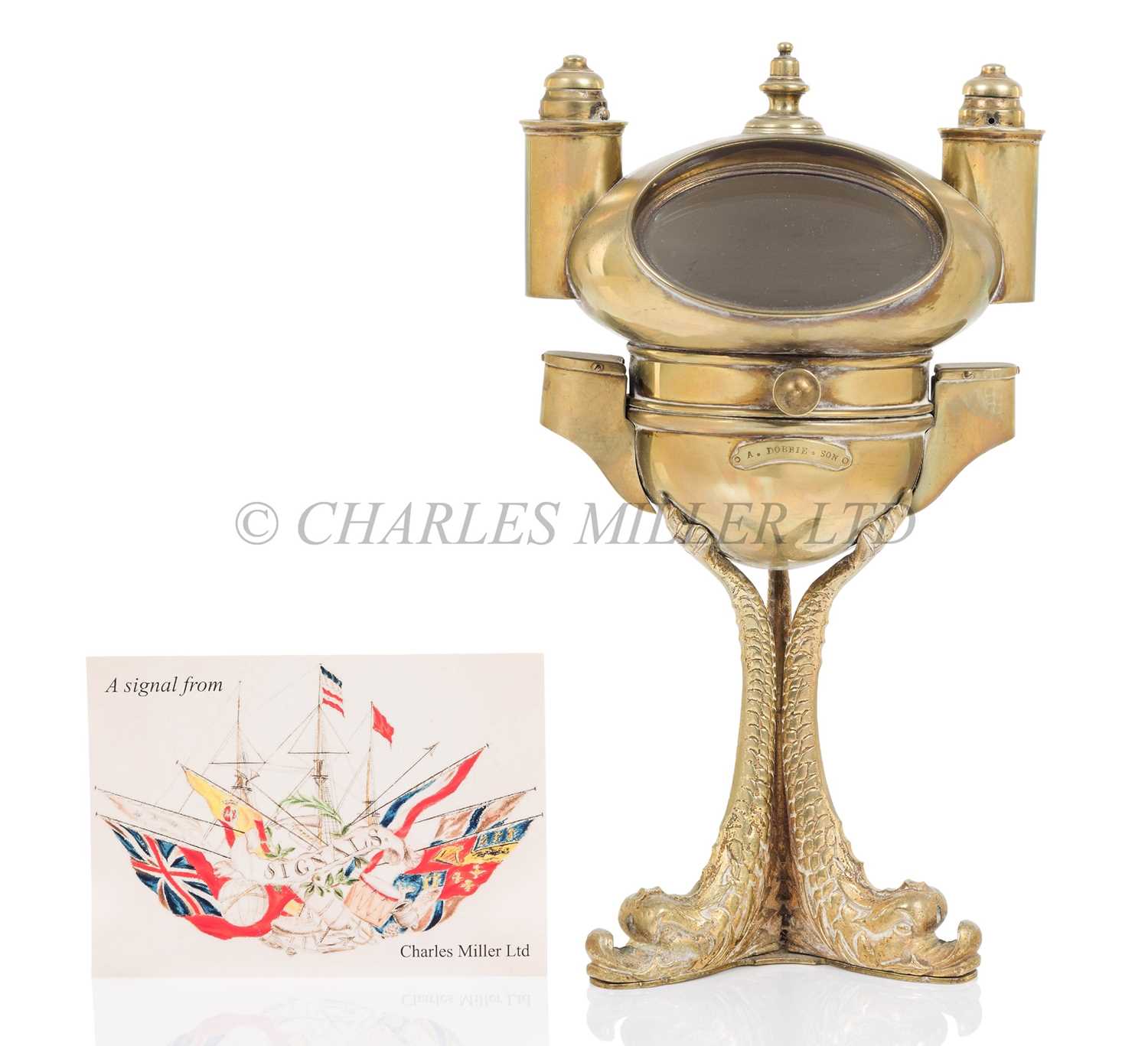 Lot 93 - A 19TH CENTURY CHANDLER'S MODEL FOR A DOLPHIN PATTERN YACHT BINNACLE BY ALEX DOBBIE & SON