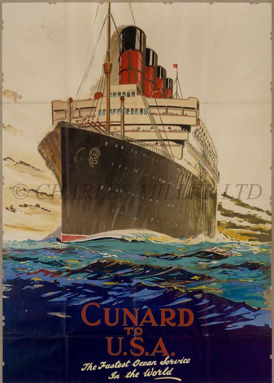 Lot 65 - A CUNARD LINE TRAVEL AGENT'S POSTER, CIRCA 1925