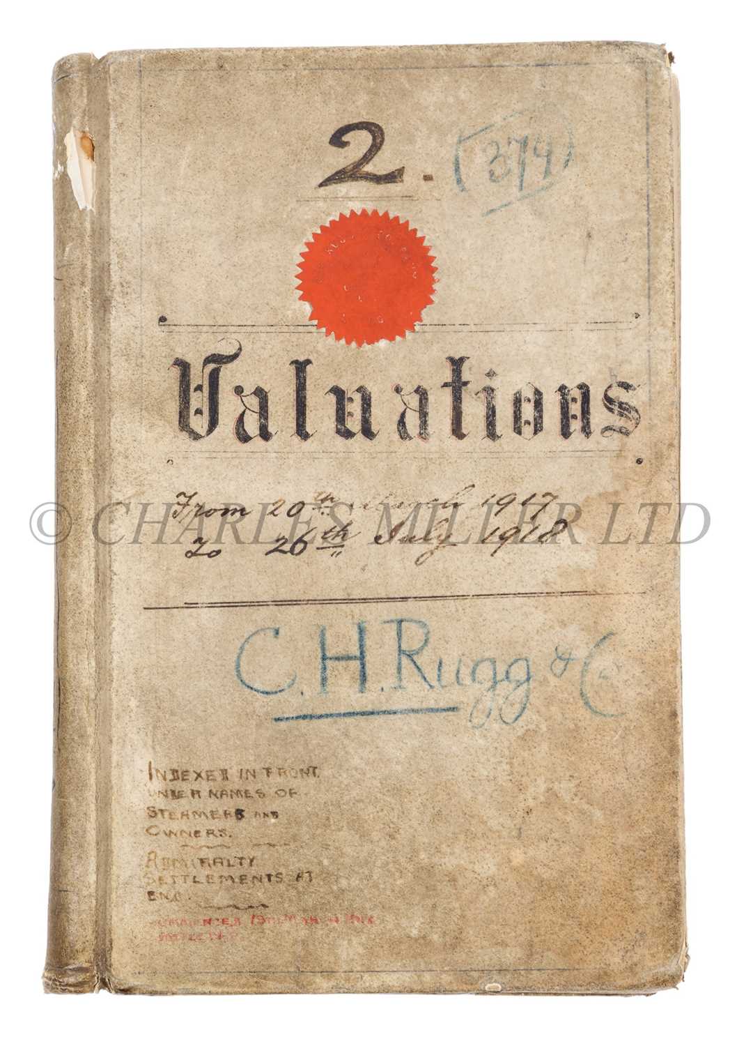 Lot 89 - A MANUSCRIPT VALUATIONS LEDGER FOR THE LONDON SHIP BROKER C.H. RUGG & CO. 1917-18