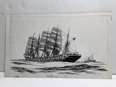 Lot 70 - F.L. BLANCHARD (BRITISH, 19TH-20TH CENTURY) - Drawings of liners from the Daily Graphic