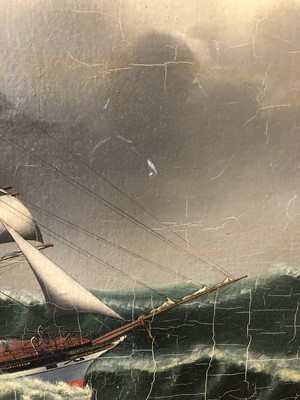 Lot 32 - LAI FONG OF CALCUTTA (CHINESE, ACT. C. 1870-1910) The ship 'Country of Linlithgow' running under shortened sail in high seas