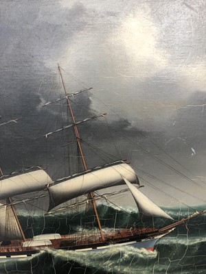 Lot 32 - LAI FONG OF CALCUTTA (CHINESE, ACT. C. 1870-1910) The ship 'Country of Linlithgow' running under shortened sail in high seas
