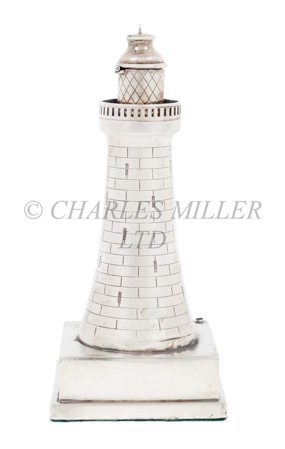 Lot 90 - A NOVELTY SILVER ELECTRIC LIGHTHOUSE LIGHTER BY SHORT & MASON, BIRMINGHAM, 1931